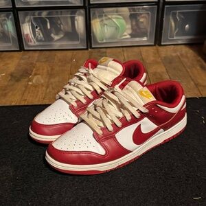 Nike Dunk Red and White Low-Top Sneakers
